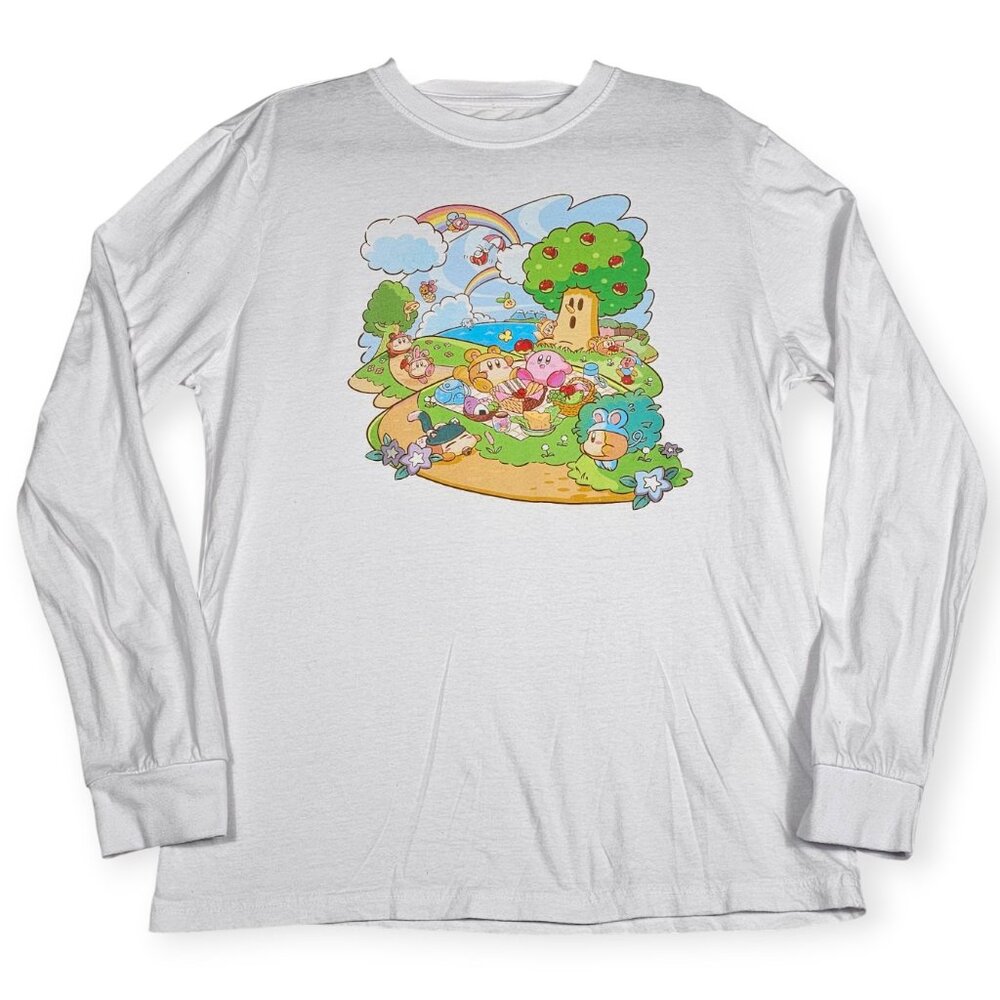 Kirby | Pupupu Picnic Long Sleeve Tee | Unisex | Small | White | Nintendo